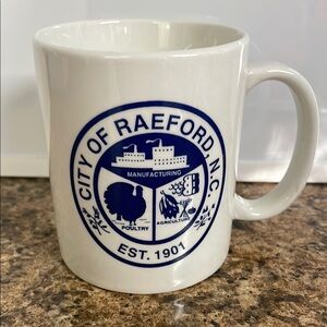 White and Blue Ceramic Mug with Logo‎